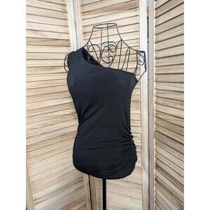 Buffalo SmallY2K Black One-Shoulder Ruched Stretch Top